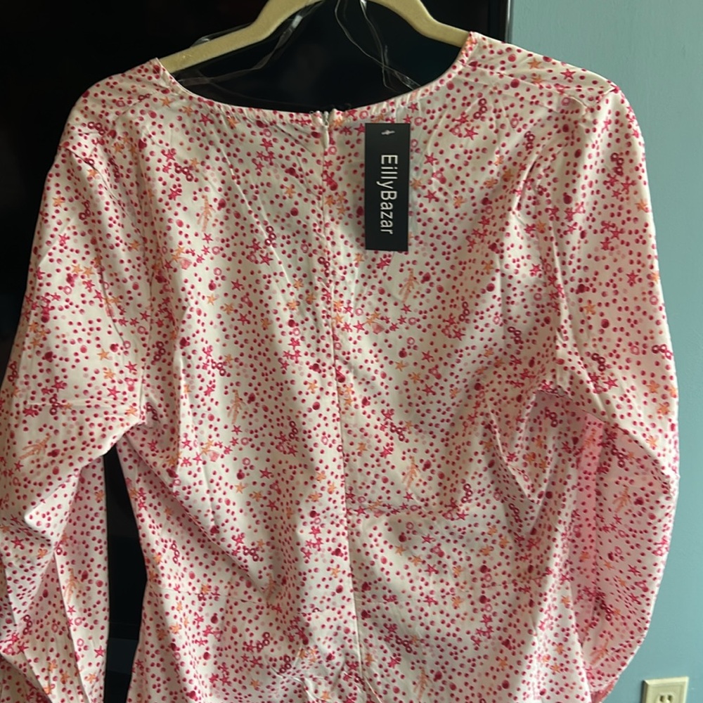 Elegant Pink Floral Midi Dress size Large - Picture 4 of 5